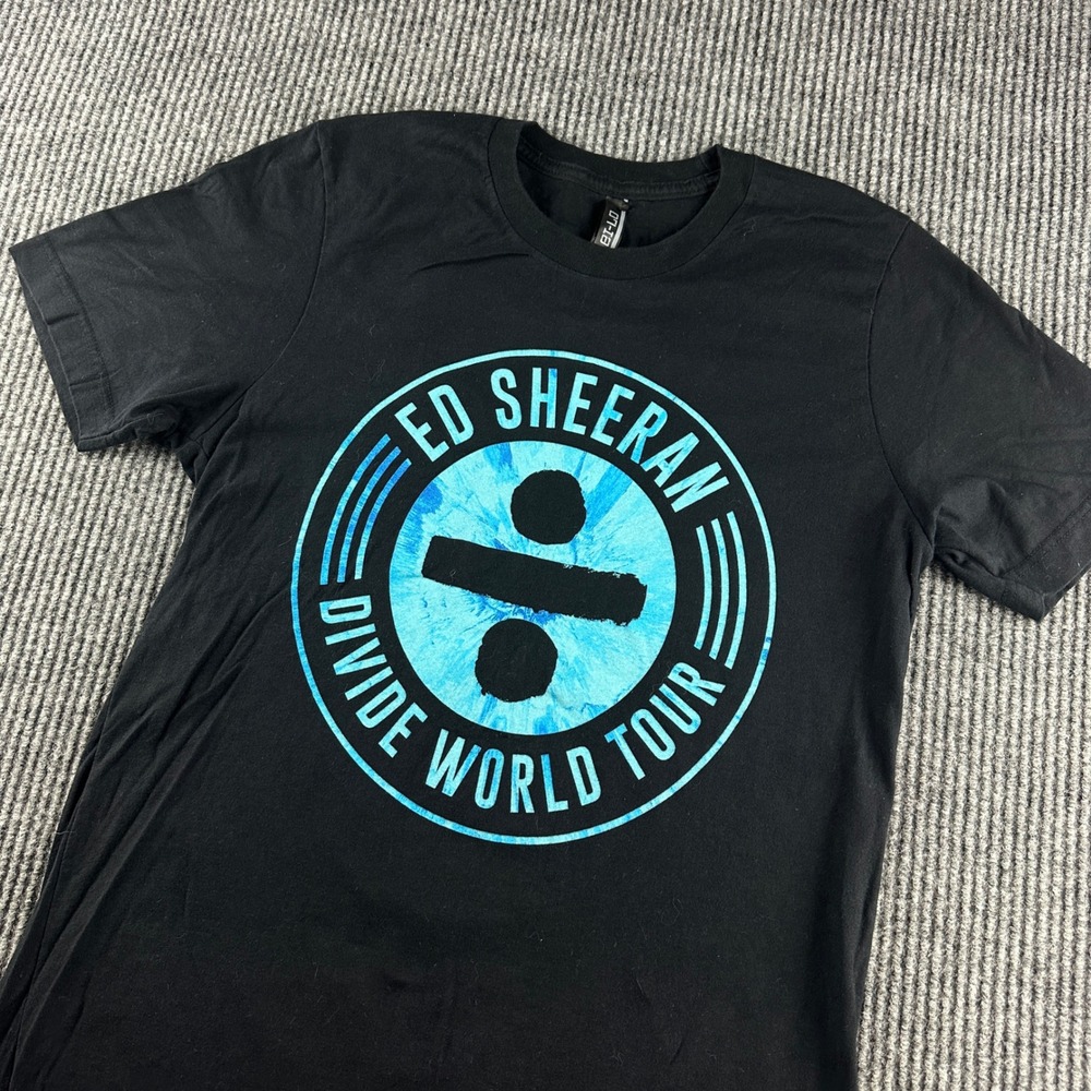 Ed Sheeran Divide World Tour T-Shirt Mens Medium Black Blue Graphic Concert Tee